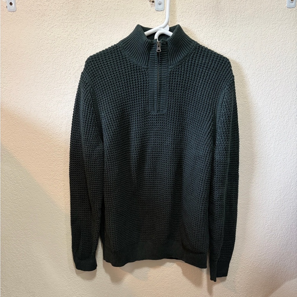 NWT Men's Organic Cotton Waffle Sweater, Quarter Zip